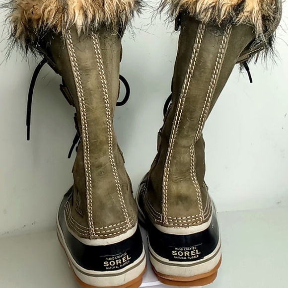 Sorel- Joan of Arctic -Suede Waterproof Boots w/Faux Cuff- Olive Gray - size 9 - Picture 12 of 16